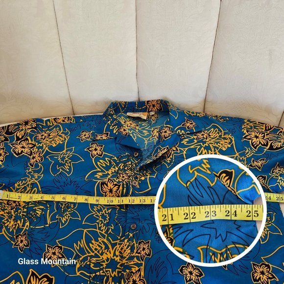 SOLD - Aloha Joe Men's Vintage Hawaiian Blue Floral Casual Dress Shirt - Picture 7 of 10